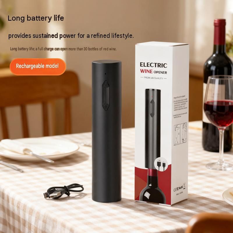 Six-piece set Electric Wine Opener（Includes base, pourer, and stopper） - Rechargeable Automatic Corkscrew , USB-C Fast Opening Bottle Opener for Red Wine, Ergonomic ABS Stainless Steel Design, Home Bar & Party Essential