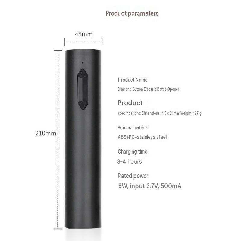 Six-piece set Electric Wine Opener（Includes base, pourer, and stopper） - Rechargeable Automatic Corkscrew , USB-C Fast Opening Bottle Opener for Red Wine, Ergonomic ABS Stainless Steel Design, Home Bar & Party Essential