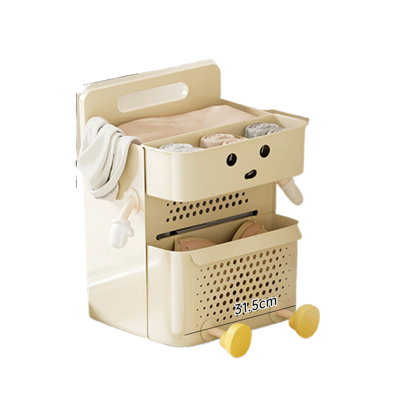 Dirty Clothes Basket with Storage Box - Cream White+Small U 2 Hands 2 Feet+Eyes