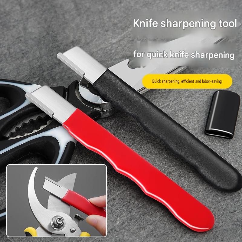 Garden Pruning and Sharpening Tool Set - Green Stainless Steel Folding Shears and Black Portable Alloy Steel Blade Sharpener Kit for Fruit Trees, Bonsai, and Garden Maintenance