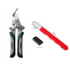Garden Pruning and Sharpening Tool Set - Green Stainless Steel Folding Shears and Red Portable Alloy Steel Blade Sharpener Kit for Fruit Trees, Bonsai, and Garden Maintenance