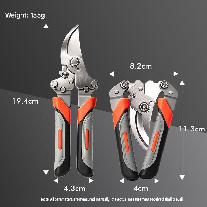 Garden Pruning and Sharpening Tool Set - Orange Stainless Steel Folding Shears and Black Portable Alloy Steel Blade Sharpener Kit for Fruit Trees, Bonsai, and Garden Maintenance