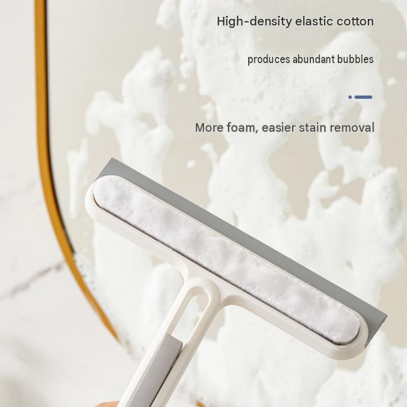 2-pack White 4-in-1 Window Squeegee and Scrubber - 22cm Wide Blade, Built-in Gap Brush, Streak-Free Glass Cleaner for Bathroom Mirrors, Shower Screens