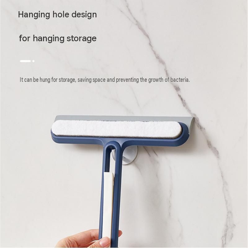 2-pack White 4-in-1 Window Squeegee and Scrubber - 22cm Wide Blade, Built-in Gap Brush, Streak-Free Glass Cleaner for Bathroom Mirrors, Shower Screens