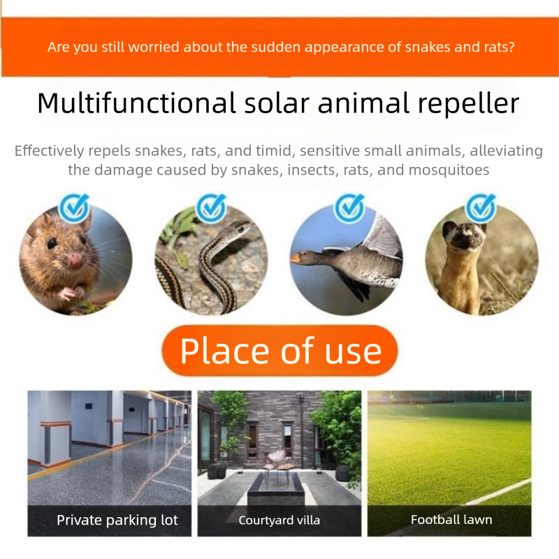 Solar Powered Ultrasonic Animal Repeller （Single-speaker style）- Outdoor Pest Deterrent with PIR Motion Sensor and LED Flash, Waterproof Garden Stake for Cats, Dogs, Birds, Rodents, Snakes, Green ABS Plastic, 12m Range