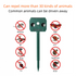 Solar Powered Ultrasonic Animal Repeller （Single-speaker style）- Outdoor Pest Deterrent with PIR Motion Sensor and LED Flash, Waterproof Garden Stake for Cats, Dogs, Birds, Rodents, Snakes, Green ABS Plastic, 12m Range