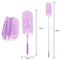 Purple Telescopic Electrostatic Duster with 4-pack Replaceable Microfiber Head - Extendable 35-80cm Stainless Steel Handle, Non-Scratch Cleaning Brush for Home, Car, Keyboard, Ceiling Fans