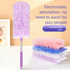 Purple Telescopic Electrostatic Duster with 4-pack Replaceable Microfiber Head - Extendable 35-80cm Stainless Steel Handle, Non-Scratch Cleaning Brush for Home, Car, Keyboard, Ceiling Fans