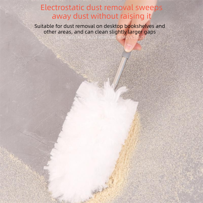 Purple Telescopic Electrostatic Duster with 4-pack Replaceable Microfiber Head - Extendable 35-80cm Stainless Steel Handle, Non-Scratch Cleaning Brush for Home, Car, Keyboard, Ceiling Fans