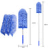 Blue Telescopic Electrostatic Duster with 4-pack Replaceable Microfiber Head - Extendable 35-80cm Stainless Steel Handle, Non-Scratch Cleaning Brush for Home, Car, Keyboard, Ceiling Fans
