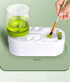 Pink Automatic Water-Colour Paintbrush Cleaner Set - Green 2-in-1 Station with Self-Cleaning Water Dispenser - Includes 8 Brushes & Flower Palette - Mess-Free Art Accessory