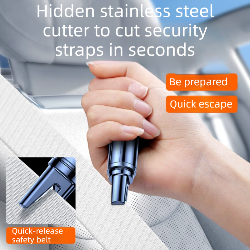 3-piece Black 2-in-1 Car Window Breaker & Seatbelt Cutter - Tungsten Steel Emergency Escape Tool with Test Glass, Portable Auto Safety Hammer
