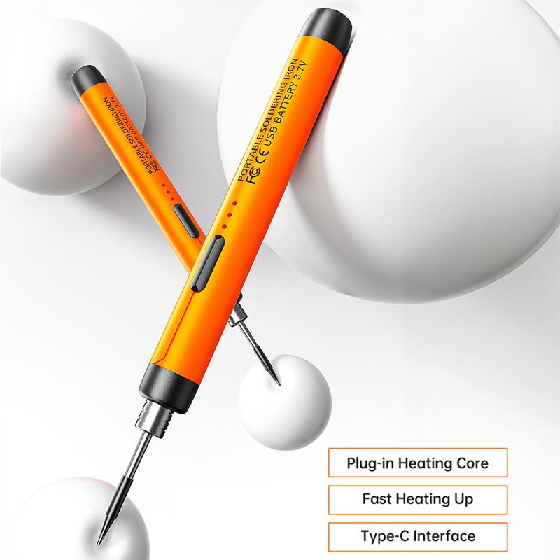 Black Portable Cordless Soldering Iron Kit with 3 Soldering Tips 5V 8W - 3 Temperature Settings, Fast Heating Mini Tool for Circuit Board Repair, Electronics Soldering, Wiring and DIY Use