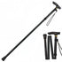 Folding Hiking Stick Black - Adjustable Aluminum Telescopic Walking Cane, 5-Height Settings 82-95cm, Lightweight Portable Trekking Pole for Seniors and Outdoors