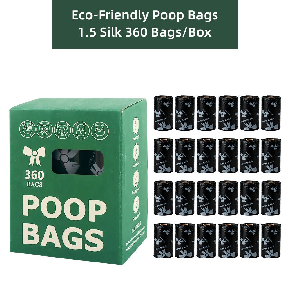 Black Thickened Dog Poop Bags 360 Pack - 24 Rolls, 15 Bags per Roll, 22 x 30cm Leak-Resistant Easy-Tear Pet Waste Bags for Dog Walking, Travel and Daily Clean-Up