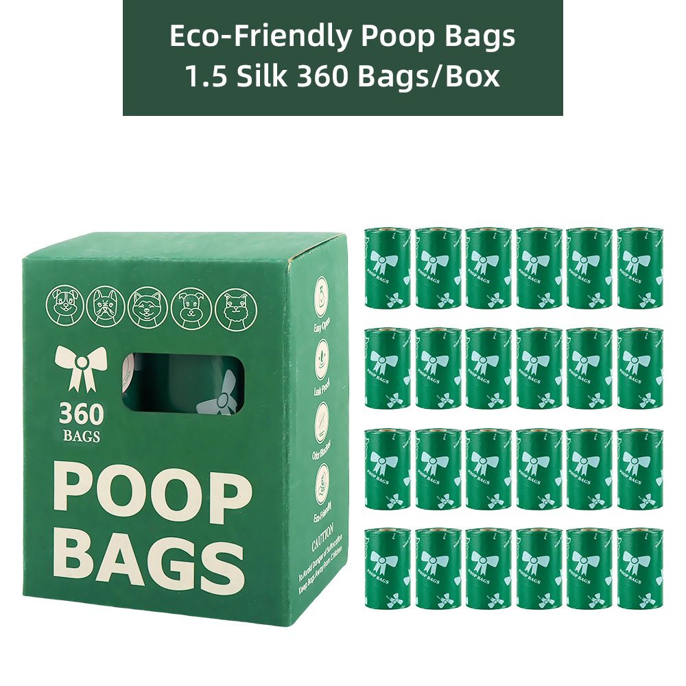 Green Thickened Dog Poop Bags 360 Pack - 24 Rolls, 15 Bags per Roll, 22 x 30cm Leak-Resistant Easy-Tear Pet Waste Bags for Dog Walking, Travel and Daily Clean-Up