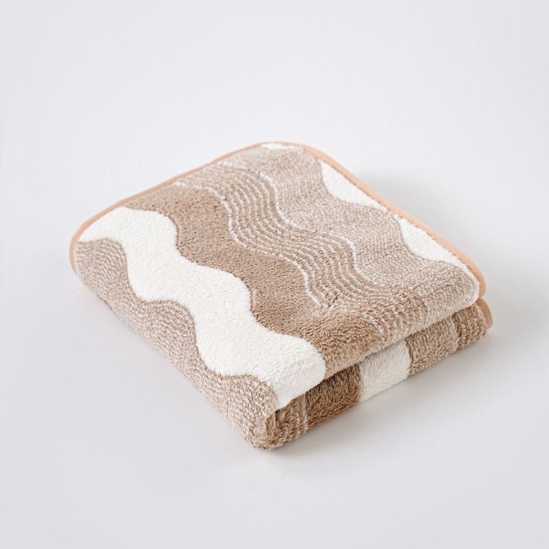 Brown 5-Pack Wave Pattern Towels, 35x75cm, Soft Absorbent, Hanging Loop