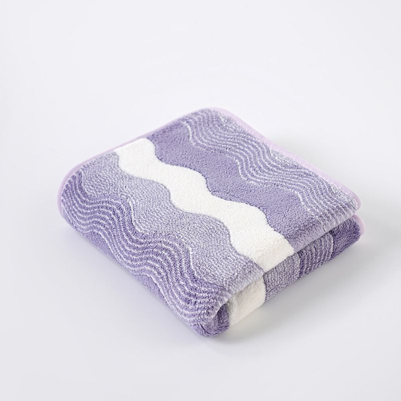 Purple 5-Pack Wave Pattern Towels, 35x75cm, Soft Absorbent, Hanging Loop