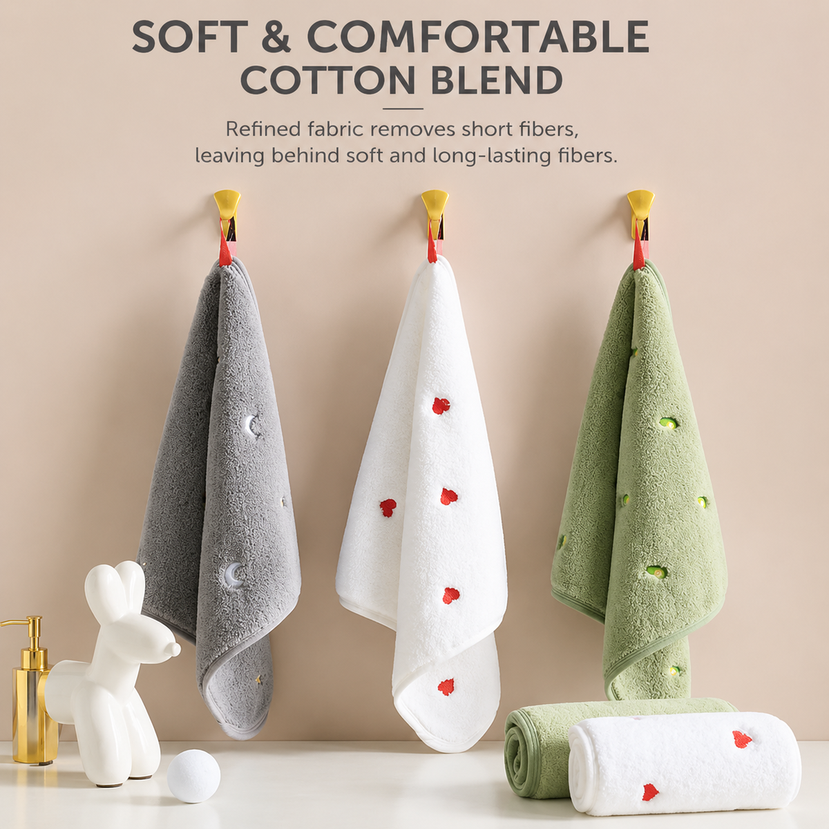 5-Pack Pink Hanging Hand Towels, 30x30cm, Soft Absorbent, with Hang Loop