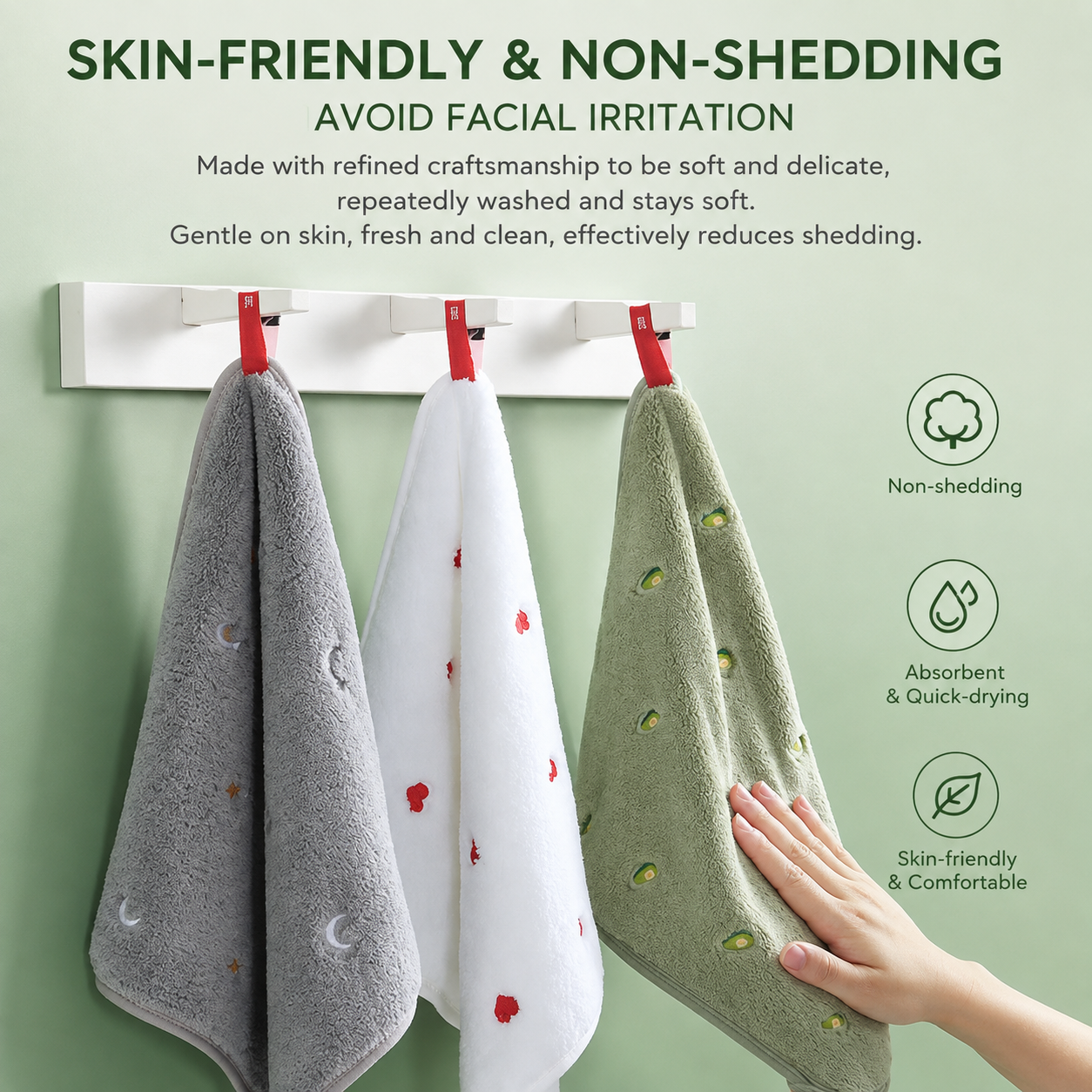 5-Pack Pink Hanging Hand Towels, 30x30cm, Soft Absorbent, with Hang Loop