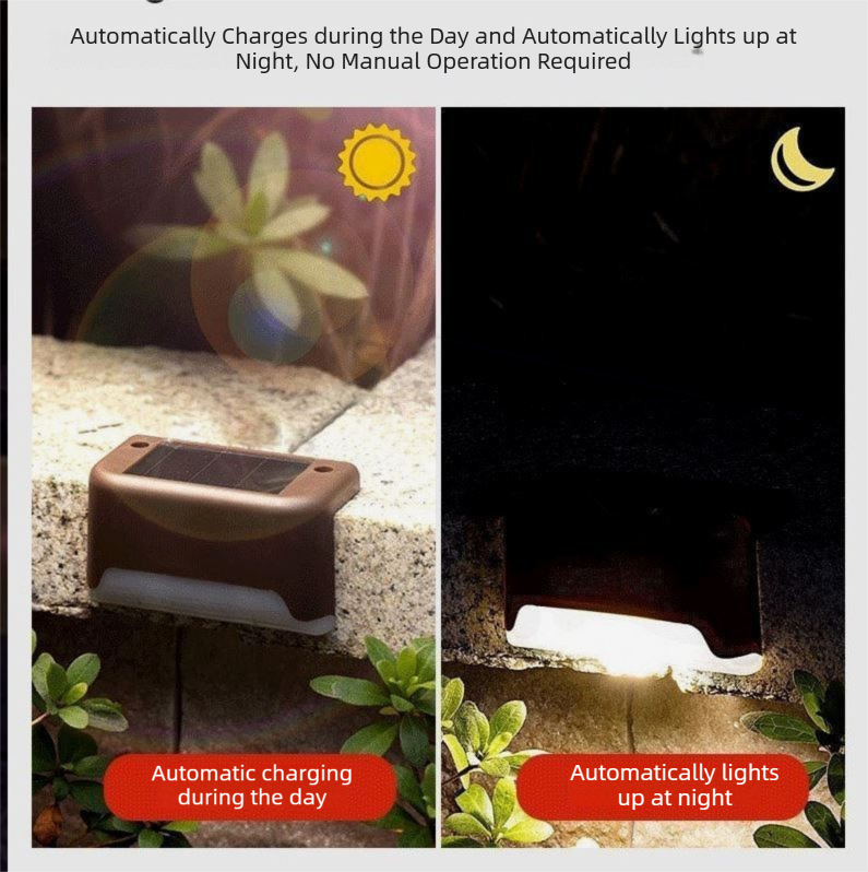 4 Pack Solar Step Lights (White light)- Outdoor LED Fence and Deck Lights with Auto Dusk Activation, 8-10 Hour Lighting for Stairs, Garden, Patio and Pathways