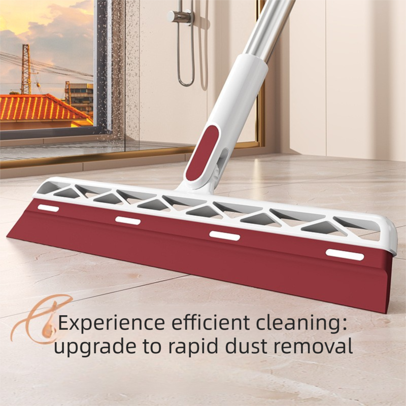 Red 2 in 1 Floor Squeegee Broom - 102cm Long Handle 32cm Double Sided Cleaning Head with 180 Degree Rotation for Water, Hair, Floors, Windows and Bathrooms