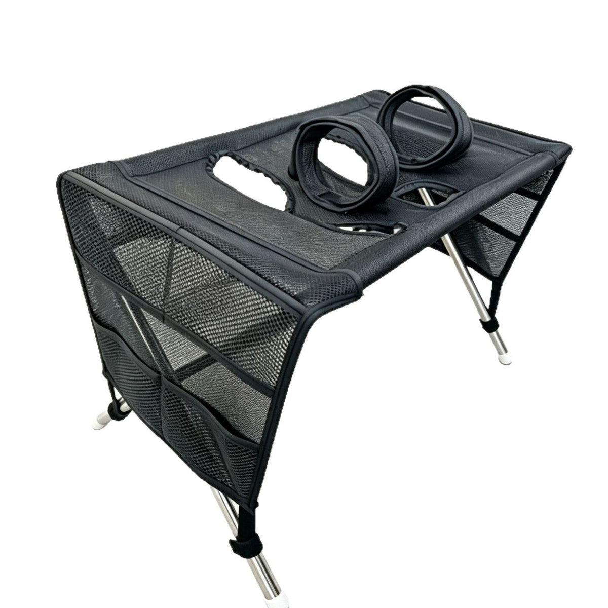 Portable Foldable Pet Grooming Table with Mesh Base and Adjustable Restraint Loop - Ergonomic Elevated Dog and Cat Washing Stand for Home Bathing