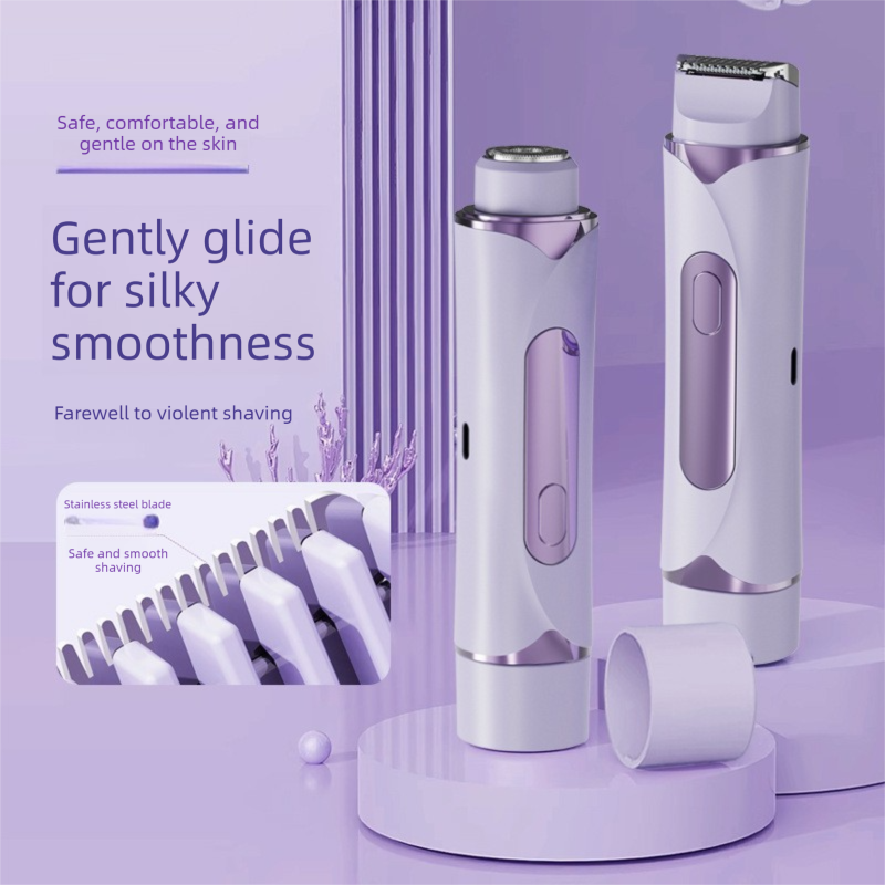 Pink 2-in-1 Electric Hair Trimmer and Shaver with Digital LED Display - Dual Head Grooming Kit with Type-C Charging for Body, Bikini Line and Precision Trimming