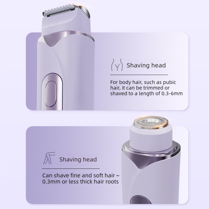 Pink 2-in-1 Electric Hair Trimmer and Shaver with Digital LED Display - Dual Head Grooming Kit with Type-C Charging for Body, Bikini Line and Precision Trimming