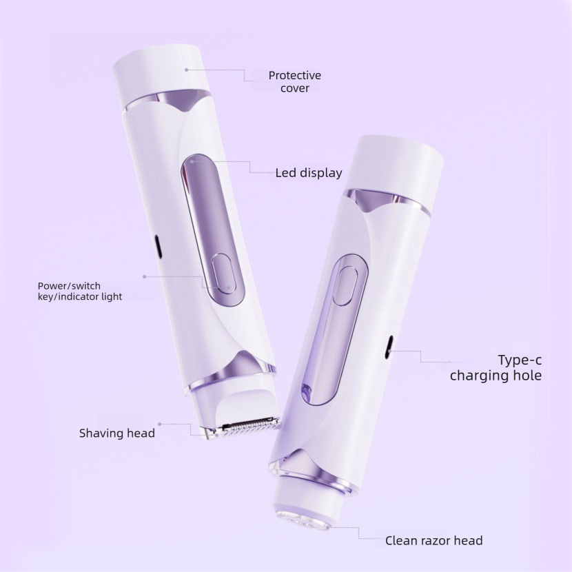 Pink 2-in-1 Electric Hair Trimmer and Shaver with Digital LED Display - Dual Head Grooming Kit with Type-C Charging for Body, Bikini Line and Precision Trimming
