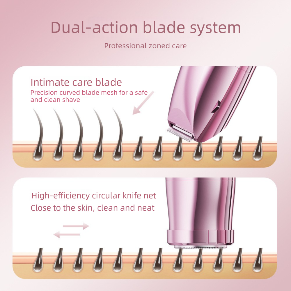 Purple Women's 2-in-1 Waterproof Electric Shaver and Trimmer - Rechargeable Bikini Body Hair Remover with Ceramic Blades, LCD Display and 180 Min Runtime for Bikini Line, Legs and Body
