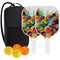 Fiberglass Pickleball Paddle Set - Multicolour Abstract Graffiti Design with White Edge and Grip, 2 Paddles with 4 Pickleballs for Outdoor Courts, Clubs and Recreational Play