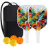 Fiberglass Pickleball Paddle Set - Multicolour Abstract Graffiti Design with White Edge and Grip, 2 Paddles with 4 Pickleballs for Outdoor Courts, Clubs and Recreational Play