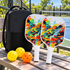 Fiberglass Pickleball Paddle Set - Multicolour Abstract Graffiti Design with White Edge and Grip, 2 Paddles with 4 Pickleballs for Outdoor Courts, Clubs and Recreational Play