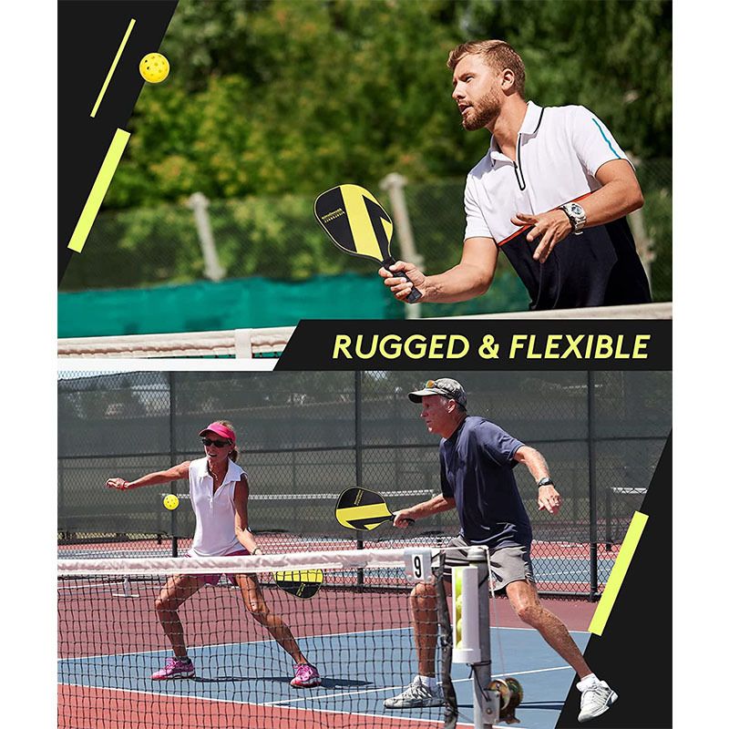 Fiberglass Pickleball Paddle Set - Multicolour Abstract Graffiti Design with White Edge and Grip, 2 Paddles with 4 Pickleballs for Outdoor Courts, Clubs and Recreational Play