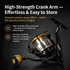 6000 Size Spinning Fishing Reel - Metal Front Drag Reel with Foldable Left or Right Handle and Large Grip Knob for Surf, Inshore and Offshore Fishing