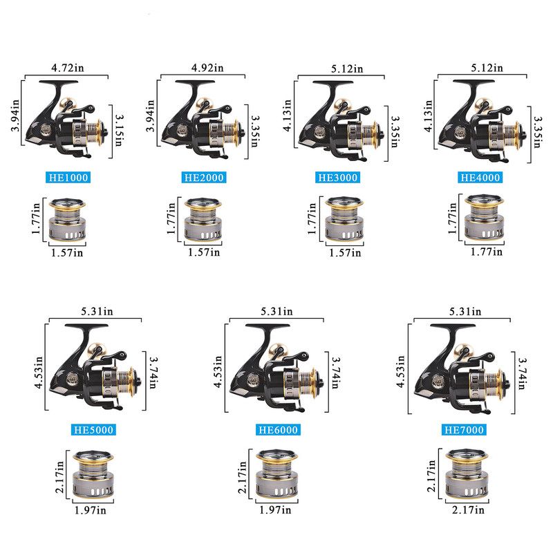 6000 Size Spinning Fishing Reel - Metal Front Drag Reel with Foldable Left or Right Handle and Large Grip Knob for Surf, Inshore and Offshore Fishing