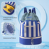 Navy Blue Swim Backpack with Separate Shoe Compartment - 39 x 29 cm Drawstring Sports Bag with Front Zip Pocket and Adjustable Shoulder Straps for Beach, Pool, Gym and Travel