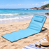 Blue Adjustable Folding Beach Mat with Backrest - 5 Position Reclining Lounger with Built In Pillow, 600D Oxford Fabric and Portable Carry Bag for Beach, Camping and Outdoor Relaxing