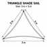 3 x 3 m Beige Triangle Shade Sail - Silver Coated Outdoor Sun Shade Canopy with Reinforced Corners and Ropes for Patio, Garden, Backyard, Balcony and Poolside