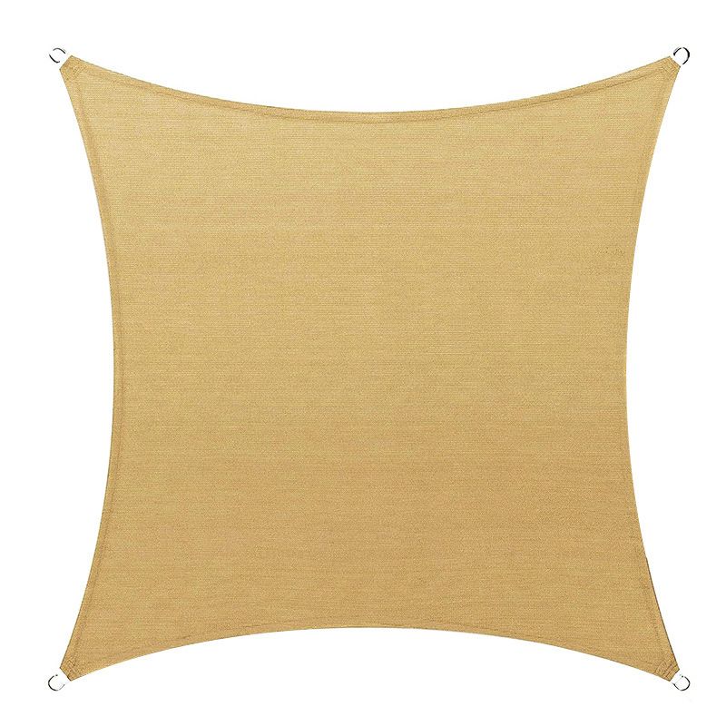 3 x 3 m Square HDPE Shade Sail - Beige Breathable Outdoor Sun Shade Canopy with Reinforced Edges and Metal D Rings for Patio, Garden, Backyard and Poolside