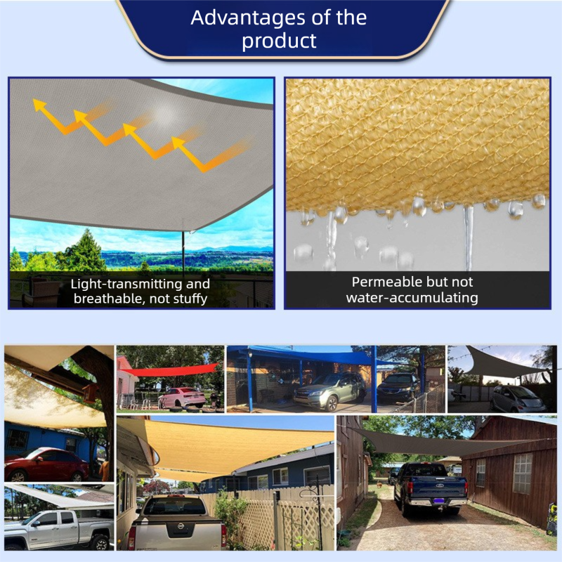 3 x 3 m Square HDPE Shade Sail - Beige Breathable Outdoor Sun Shade Canopy with Reinforced Edges and Metal D Rings for Patio, Garden, Backyard and Poolside