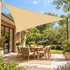 3 x 3 x 3 m Triangle HDPE Shade Sail - Beige Breathable Outdoor Sun Shade Canopy with Reinforced Edges and Metal D Rings for Patio, Garden, Backyard and Poolside