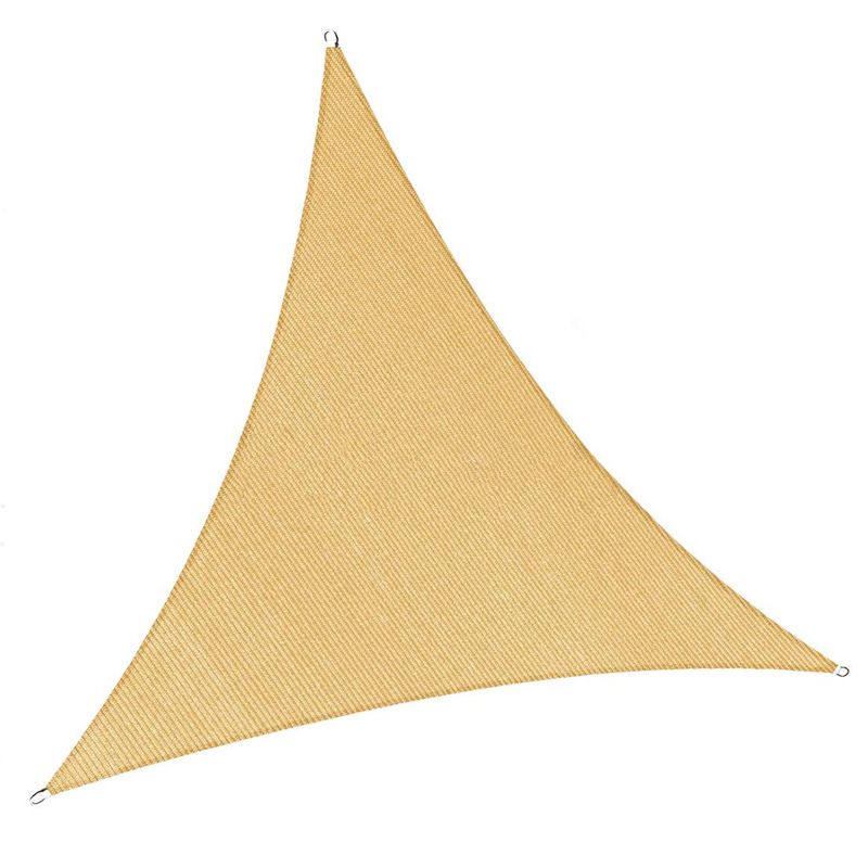 3 x 3 x 3 m Triangle HDPE Shade Sail - Beige Breathable Outdoor Sun Shade Canopy with Reinforced Edges and Metal D Rings for Patio, Garden, Backyard and Poolside