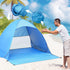 Small Pop Up Beach Tent - 145 x 165 x 110 cm Blue Portable Sun Shelter with Rear Mesh Vent, Sand Pocket, Extended Floor and Carry Bag for Beach and Outdoor Use