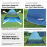 Large Pop Up Beach Tent - 200 x 165 x 130 cm Blue Portable Sun Shelter with Rear Mesh Vent, Sand Pocket, Extended Floor and Carry Bag for Beach and Outdoor Use