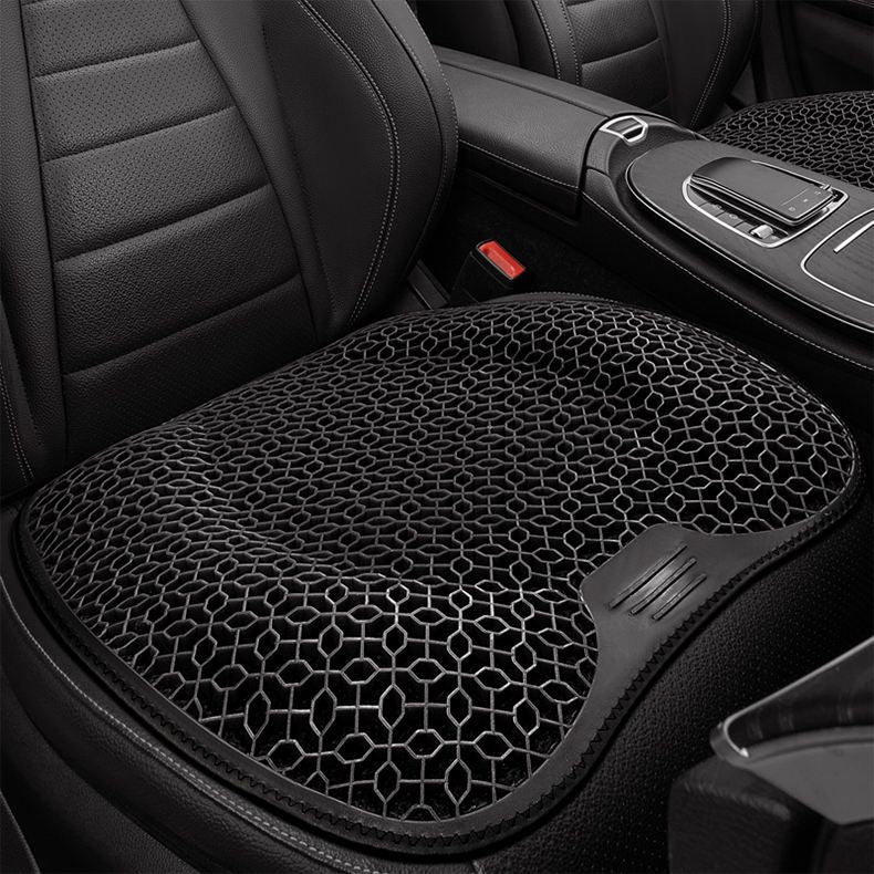 Black Breathable Gel Seat Cushion - 46 x 46 cm Honeycomb Cooling Car and Office Chair Pad with TPR Gel Surface, Foam Support and Reinforced Fabric Base for Everyday Sitting