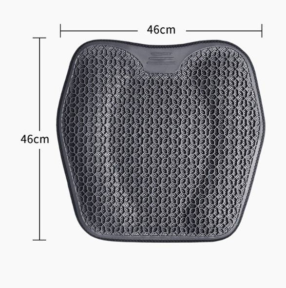 Black Breathable Gel Seat Cushion - 46 x 46 cm Honeycomb Cooling Car and Office Chair Pad with TPR Gel Surface, Foam Support and Reinforced Fabric Base for Everyday Sitting