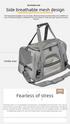 Grey with Black Foldable Pet Carrier Bag - Breathable Mesh Soft Sided Travel Carrier, Handheld and Shoulder Carry Design for Cats and Small Dogs up to Approx. 7.5 kg