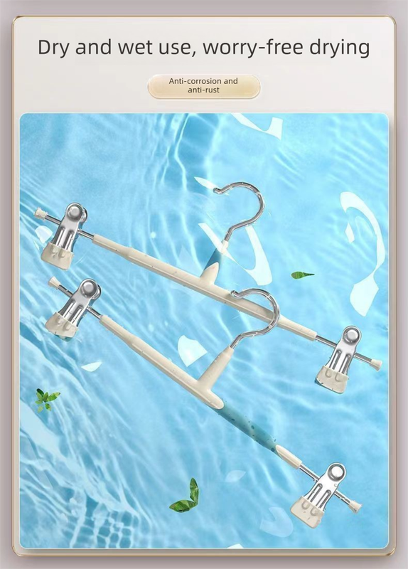 Creamy white Adjustable Pants Hangers 10 Pack - 31 cm Metal Clip Hangers with Non Slip Soft Grip Clips, Space Saving Wardrobe Organisers for Trousers, Skirts and Shorts